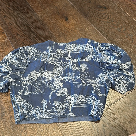 Blue and White Loveshackfancy Puff Sleeve Top - Picture 5 of 5